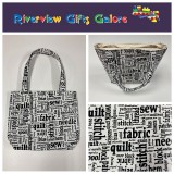 Medium Tote Bag - Sewing Words on White Medium Tote Bag - Sewing Words on White